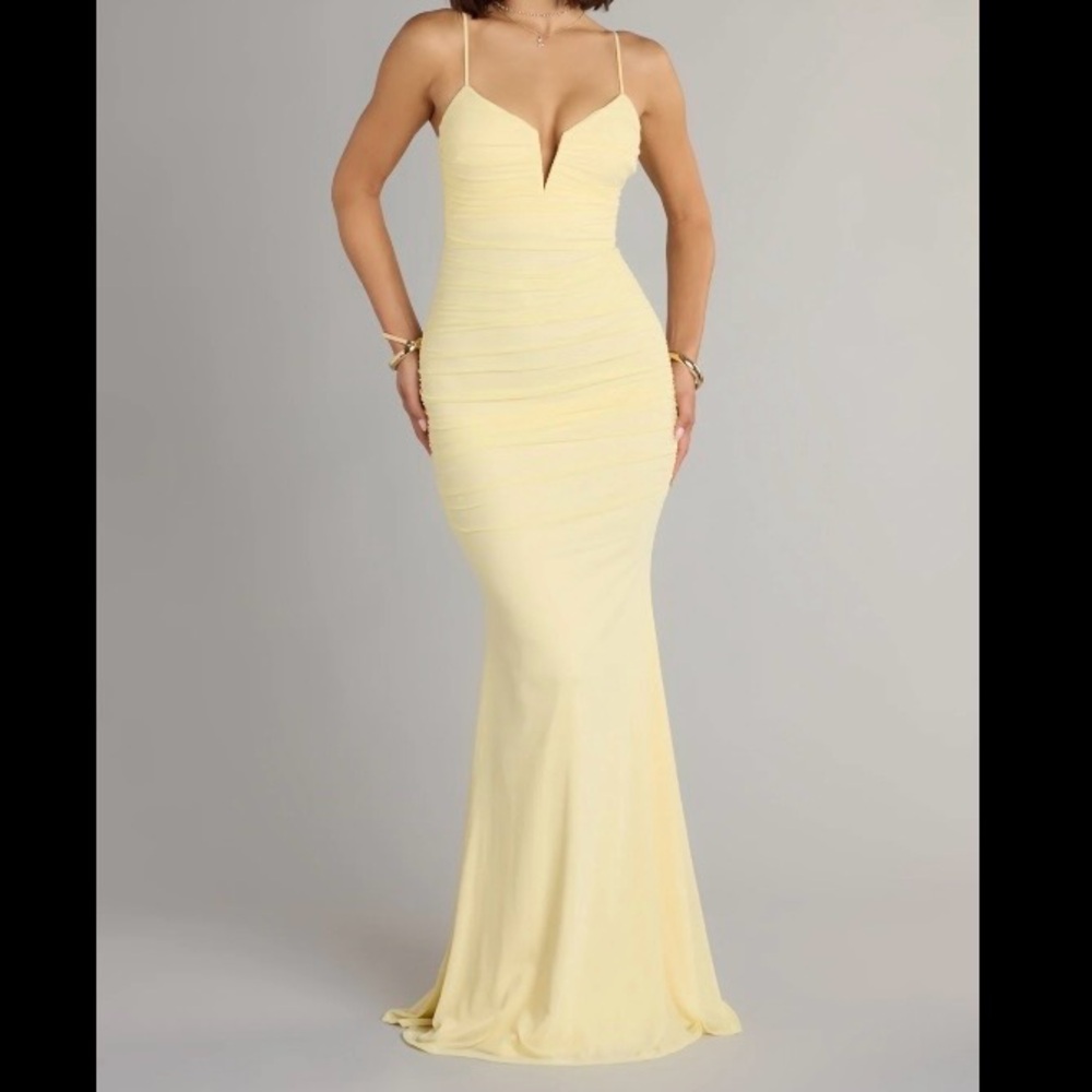 Windsor Pale Yellow Spaghetti-Strap Maxi Dress